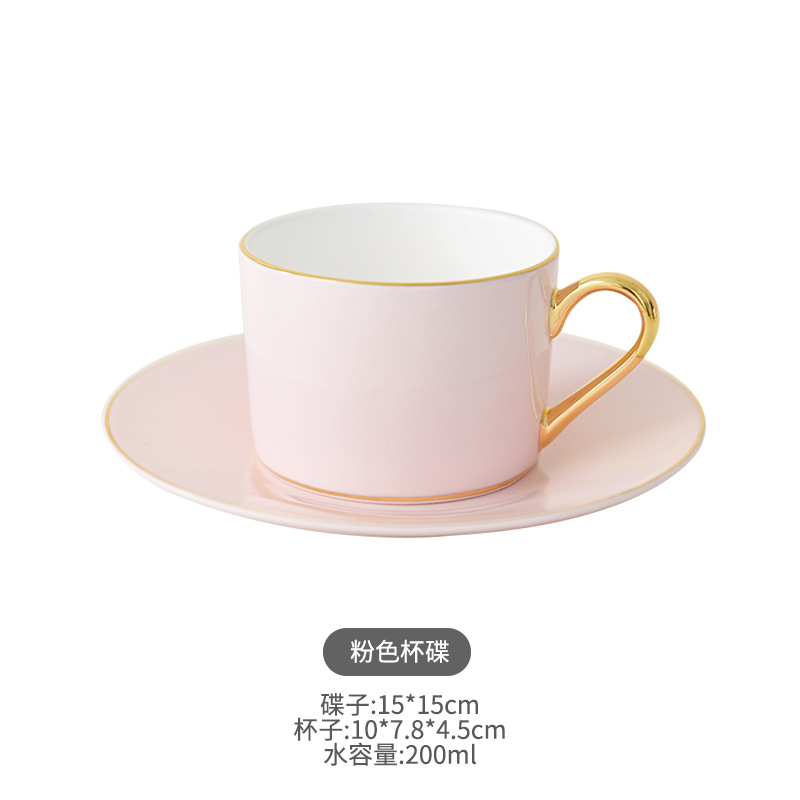 Estilo de lujo ligero taza de café de porcelana dorada taza de té de la tarde francesa taza y platillo taza de desayuno de alta calidad para niñas