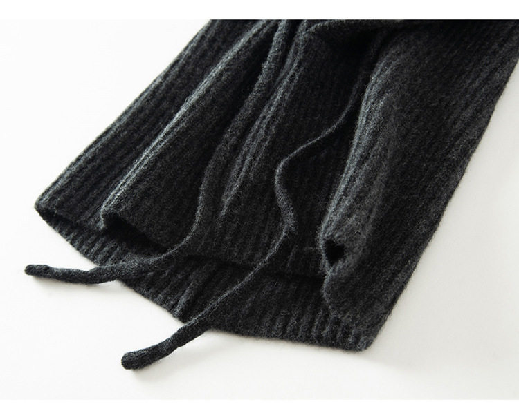Mũ len cashmere kèm khăn quàng cổ liền khối nữ dệt kim giữ ấm tai mùa thu đông — Màu cà phê hoa, Màu cà phê đỏ, Màu xanh hải quân, Rượu vang đỏ chi tiết 22