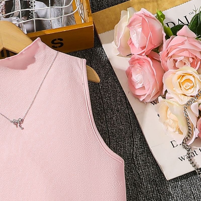 Girls' Elegant Pleated Patchwork Dress With Waist Support Stand Collar Style Summer New Popular Dress For Young Girls 8-16 Years_voghion.com