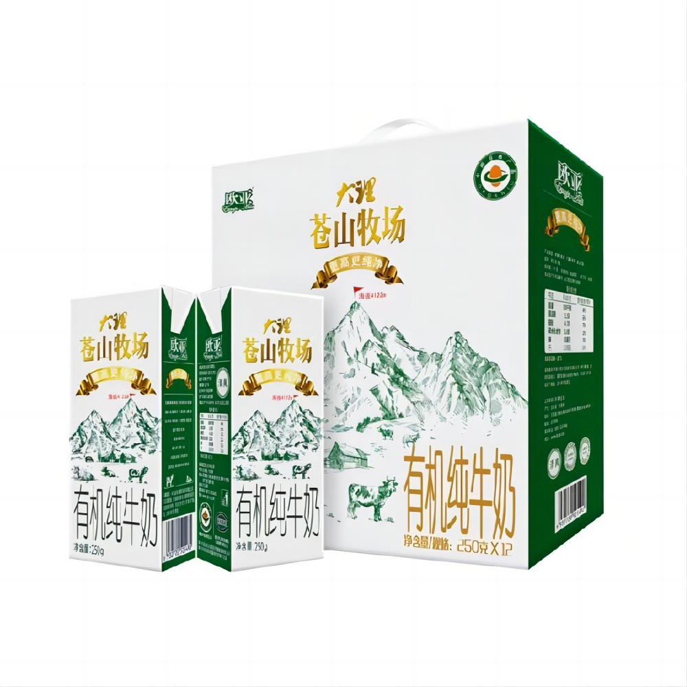 欧亚(Europe-Asia)大理苍山牧场全脂有机纯牛奶250g*12盒礼盒装