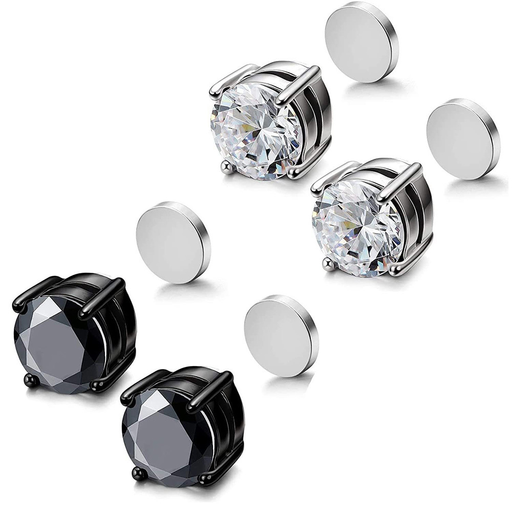 Suministro directo de fábrica no perforado falso oído espárragos simple material de acero inoxidable de moda todo-fósforo americano ZIRCON imán oreja clip