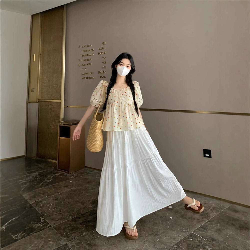 White skirt, summer set, plus size, loose fit