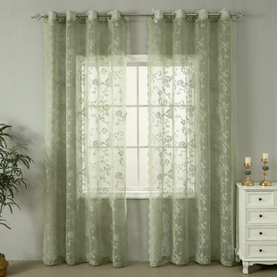 2025 new rose lace wave lace perforated rod gauze curtain living room balcony bedroom shading window screen finished product