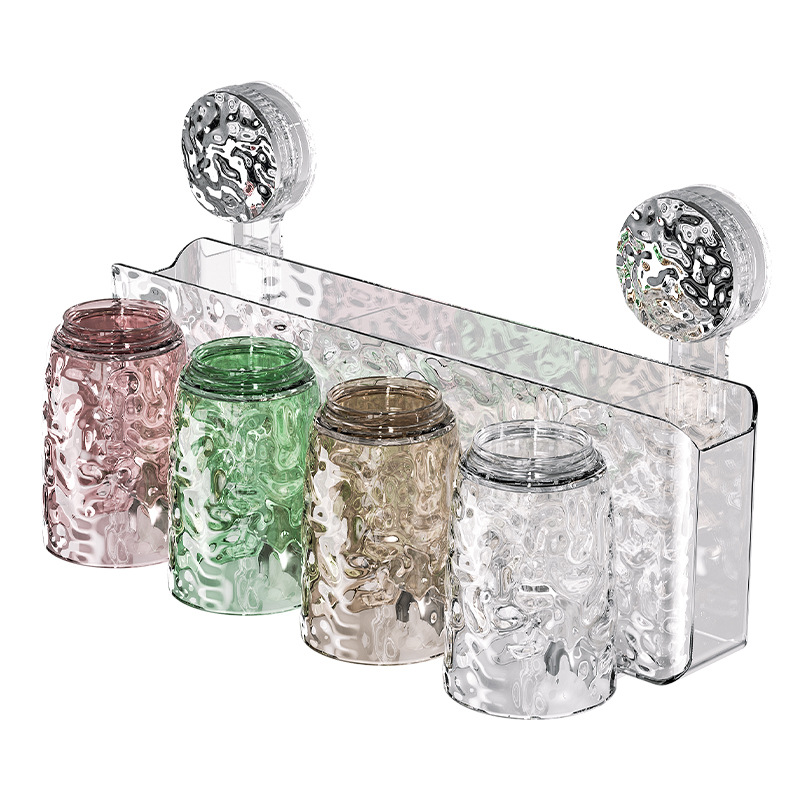 Estante de cepillo de dientes con ventosa Estante de cepillo de dientes de baño familiar sin perforación Estante de copa de dientes Taza de enjuague de pared Estante de cepillo de dientes eléctrico