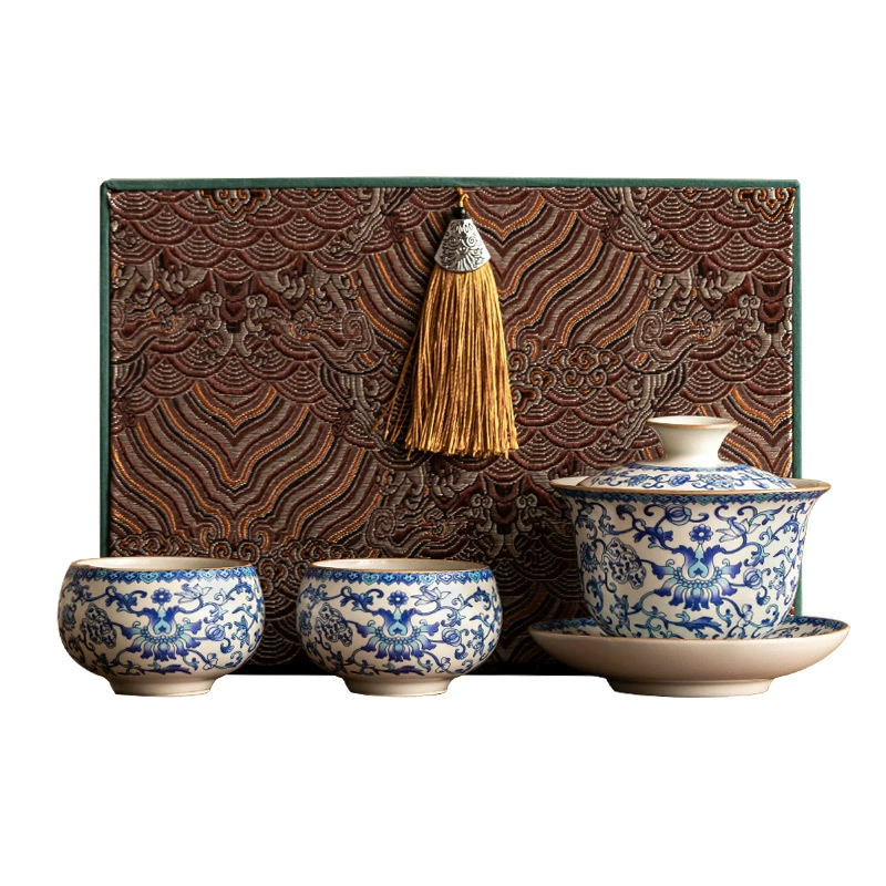 Tea set, blue and white gift box, tea cup, Birthday gift