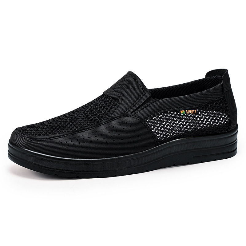 Zapatos casuales de primavera para hombre, zapatos de hombre al por mayor, zapatos de tela estilo Pekín, zapatos de malla ligeros, zapatos de papá de boca baja.