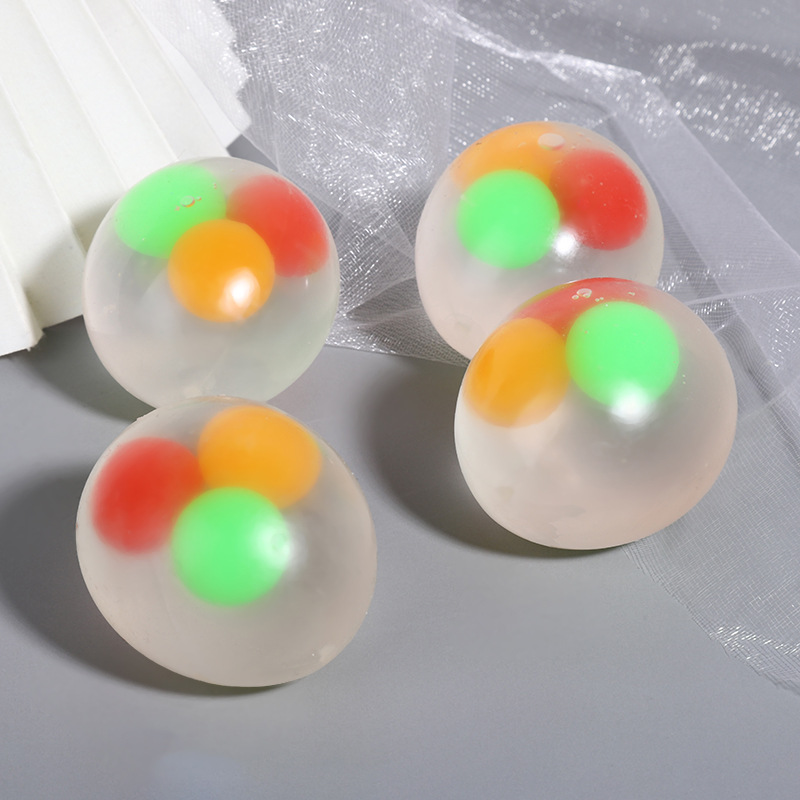 Creative stress relief toy transparent three-egg yolk squeeze toy water ball stress relief toy street stall squeeze stress relief ball