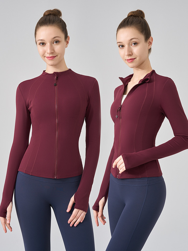 2025秋冬新款瑜伽服外套女跑步骑行运动长袖修身立领运动健身服|undefined