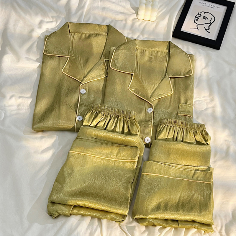 Pijamas de pareja de alto grado primavera y otoño seda de hielo manga larga celebridad de Internet 2023 Nuevo más tamaño ropa de hogar de seda para hombre invierno