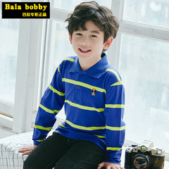 bala children girls boys T-shirt long-sleeved spring and autumn POLO shirt large, medium and small children 100 pure cotton long-sleeved stripes