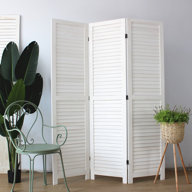Folding Mobile Louver Screen, Fashionable, Simple and Modern Living Room, Bedroom, Clothing Store, Retro Solid Wood Decorative Partition