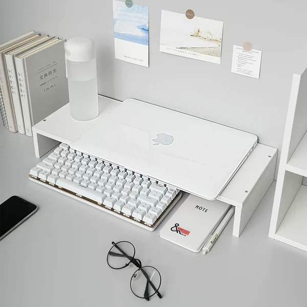 White Desktop Storage Laptop Elevated Rack Dormitory Office Monitor Cushion Multi-Layer Storage Rack