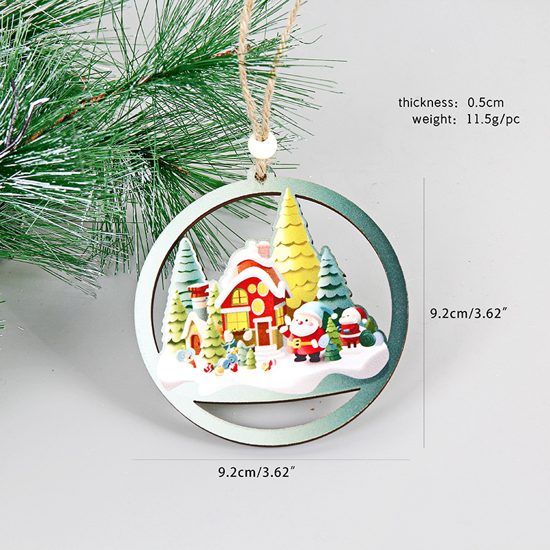 Decoraciones de Navidad de madera colgante decoración del hogar festivales artesanía de madera colgante colgante de árbol de Navidad