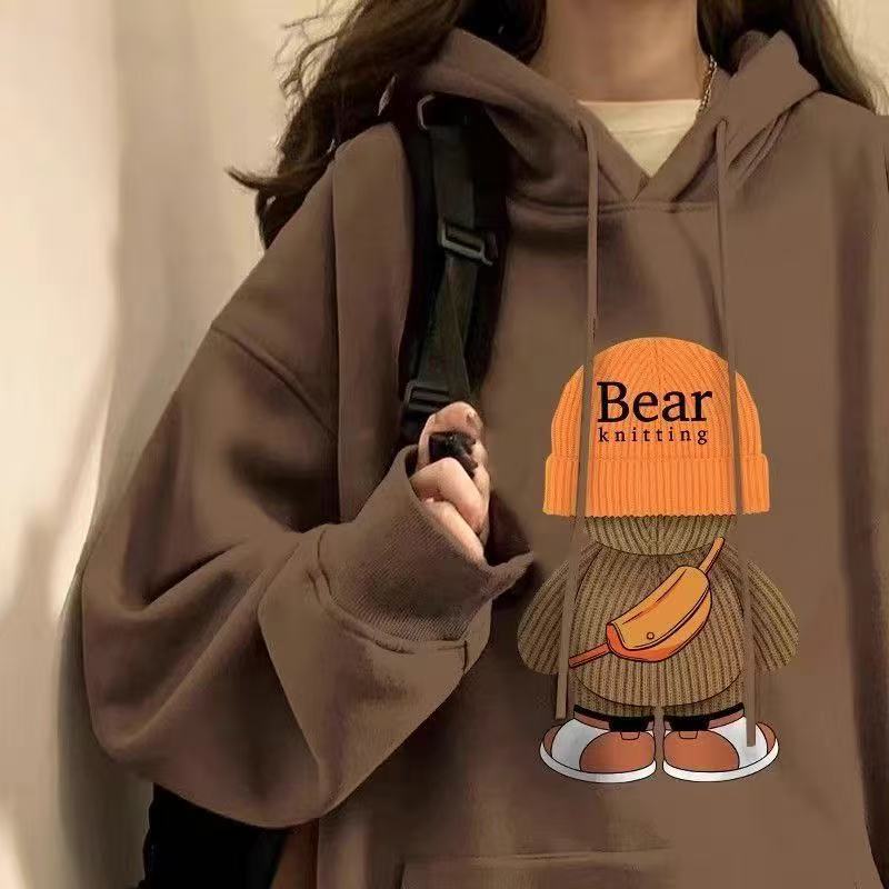 中长款连帽薄款卫衣女秋冬新款慵懒风设计感宽松套头上衣外套|undefined