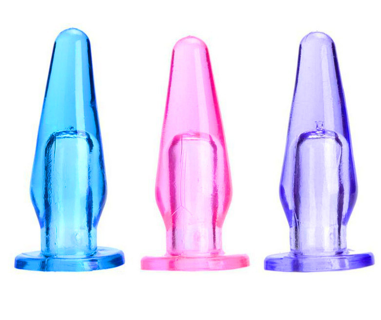 Silicone Anal Beads and Metal Plug Finger Set with Ring, Pink or Purple — detail image 6
