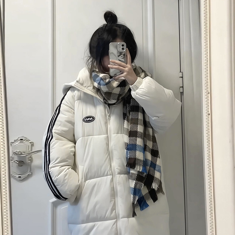 Ropa de algodón suelta de mujer larga y media, estilo académico, chaqueta de pan gruesa, pareja, moda casual coreana