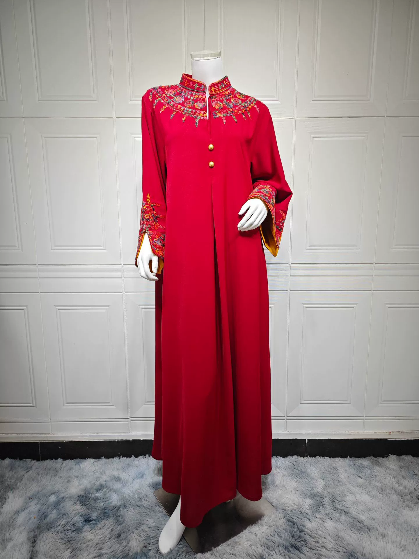 AB467 Muslim women's robe spring and summer fashion new Dubai embroidered embroidery dress jalabiya