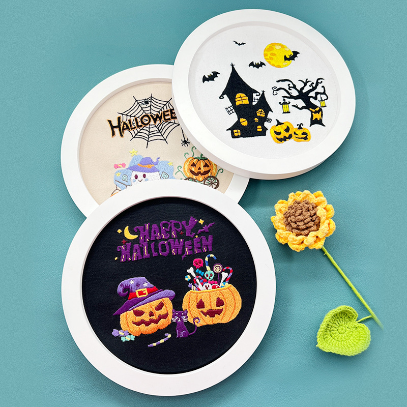 Lu Xiu bordado hecho a mano paquete de material DIY calabaza de Halloween colgando pintura regalo creativo de los niños transfronteriza Inglés pintura colgante