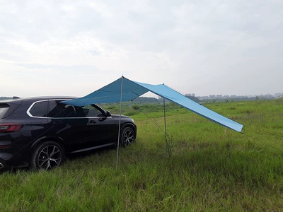 Avtomobil yan çətirləri — Awning 5-8 People Awning - sky-blue-300150cm-full-set-of-accessories