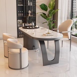 A Complete Set of Tea Tables, Light Luxury Slate Tea Tables and Chairs, Balcony Office Living Room, Home Small Coffee Table and Tea Table