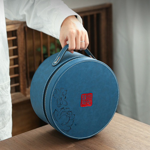 High-end Mutton Fat Jade Tea Set Ceramic Business Gift Travel Set Gongfu Tea Set Outdoor Storage Portable Buddhist Gift