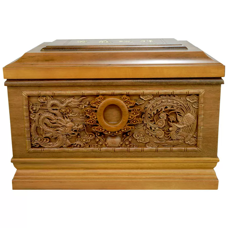 殡葬用品骨灰盒实木檀木双层加厚板紫氧瑞祥麒麟送福厂家直销