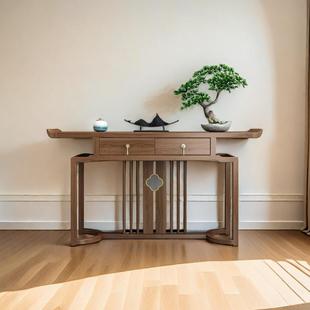 New Chinese-Style Foyer Table, Solid Wood, Simple Offering Table, Light Luxury Entryway, Zen Elm Wood Chinese-Style Foyer Cabinet, Foyer Table
