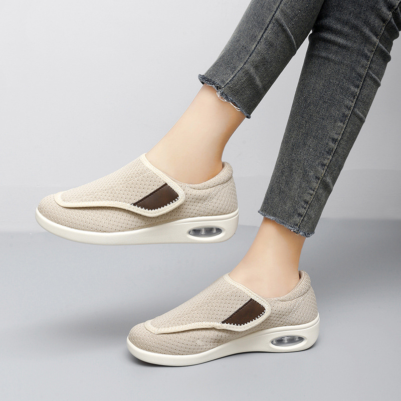 2025 nuevos zapatos deportivos cómodos casuales de velcro transpirables de malla suave de primavera y otoño transfronterizos para mujer