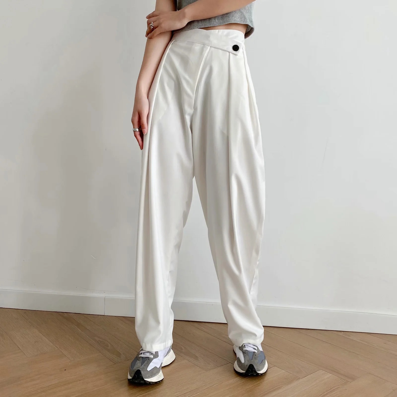 High Waist Drape Loose Thin Chiffon Casual Wide-Leg Pants NSAC53221