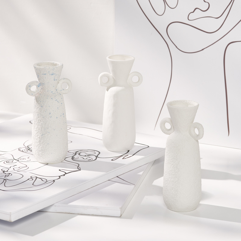 Sichuan Gate Nordic Ins Style Retro Ceramic Small Flower Vase Water Cultivation Decoration Makeup Table Makeup Brush Internet Celebrity Photography Props 