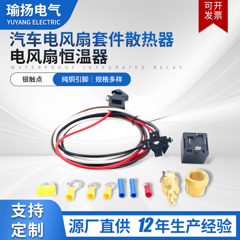 汽车电风扇散热器电动燃油泵线束继电器接线套40A12V汽车线束套装