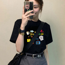 微胖正肩t恤女2026年新款短袖夏季女装时髦时尚洋气宽松纯欲上衣
