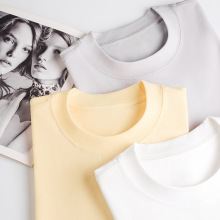 秋冬重磅纯色230g长袖t恤男新款白色宽松圆领内搭打底衫男装衣服