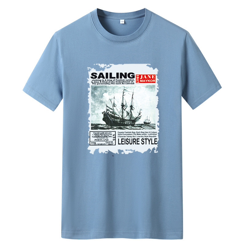 Summer short-sleeved T-shirt men's fashion brand 2024 new pure cotton half-sleeved men's T-shirt trendy handsome loose top