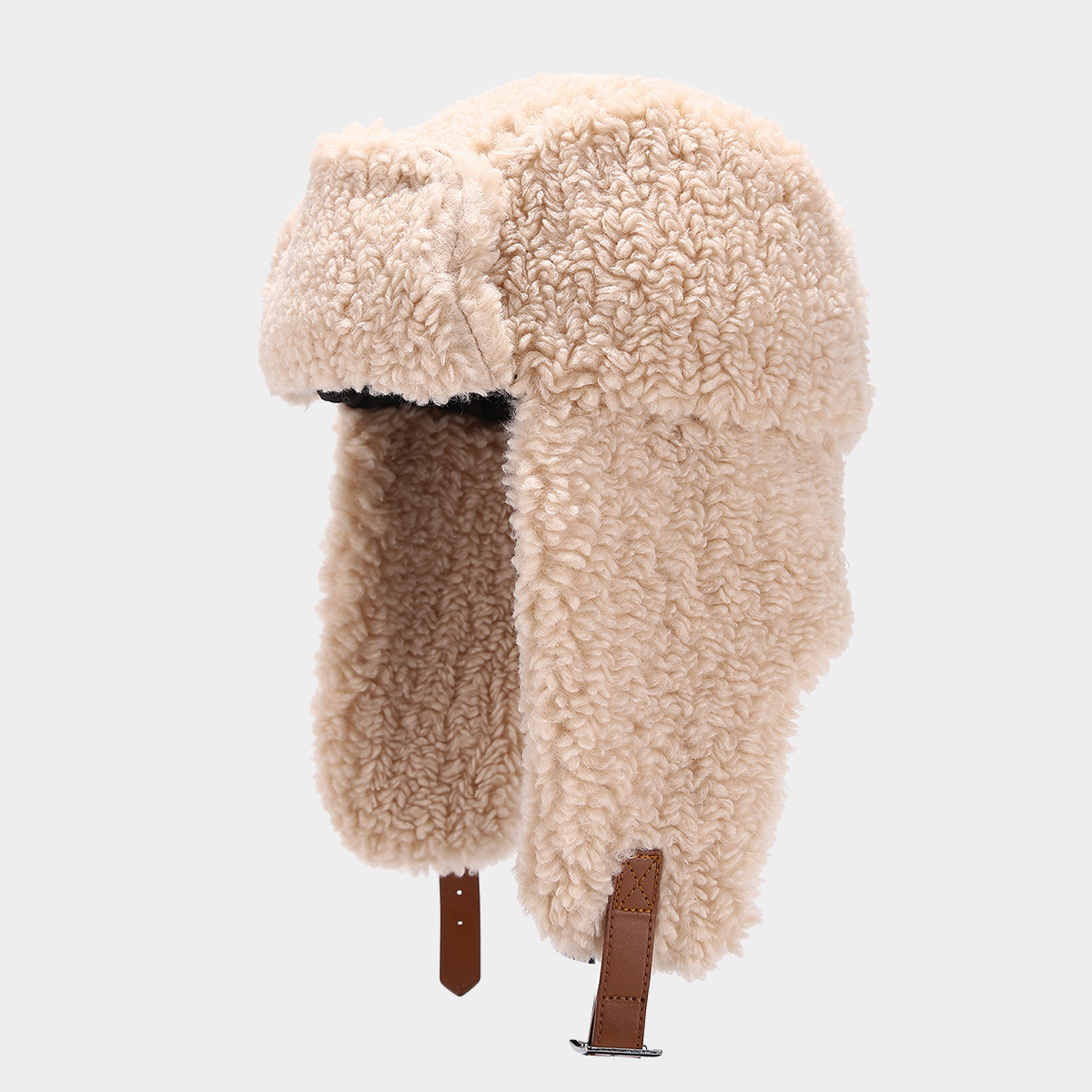Gorra de cordero de invierno, sombrero Leifeng, tablero de marea para mujer, protector para los oídos a prueba de frío, gorro de esquí cálido para exteriores del noreste engrosado