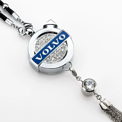 with Inlaid Decorations | Car hanging - volvo-full-diamond-pendant-tassel-pendant-comes-with-spray-head-perfume-1-bottle-of-blue-ocean
