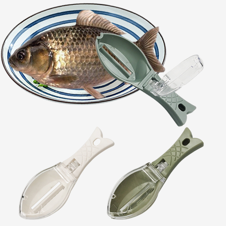 手动去鱼鳞器鱼鳞刨带盖厨房工具带盖鱼鳞刮刮器塑料刮鱼鳞小工具