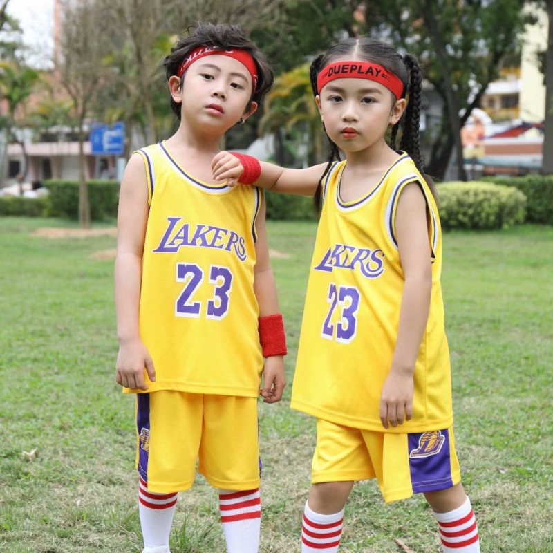 子供用バスケットボール服雄牛レイカーズ8号23号24号ユニフォームセット小学生男女競技訓練|undefined