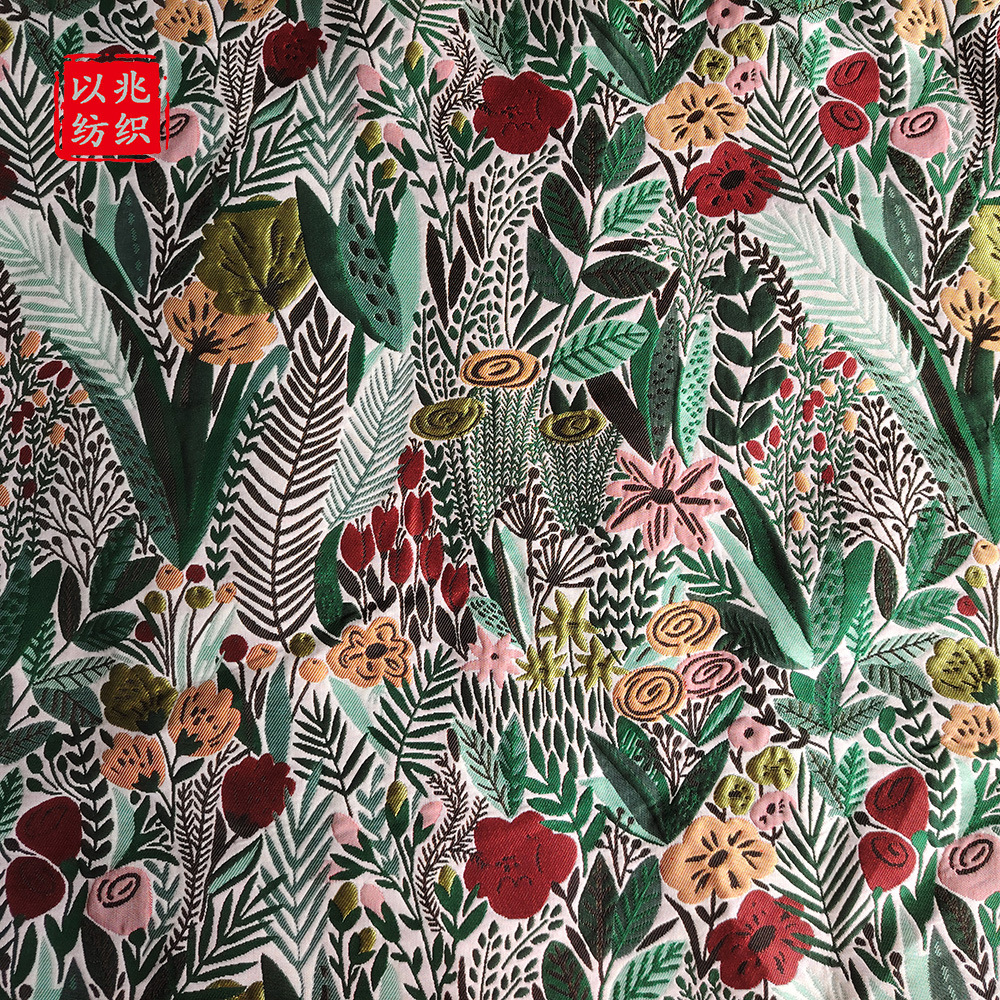 田园风女装经典面料全涤连衣裙抱枕四件套时装提花文艺感装饰布料