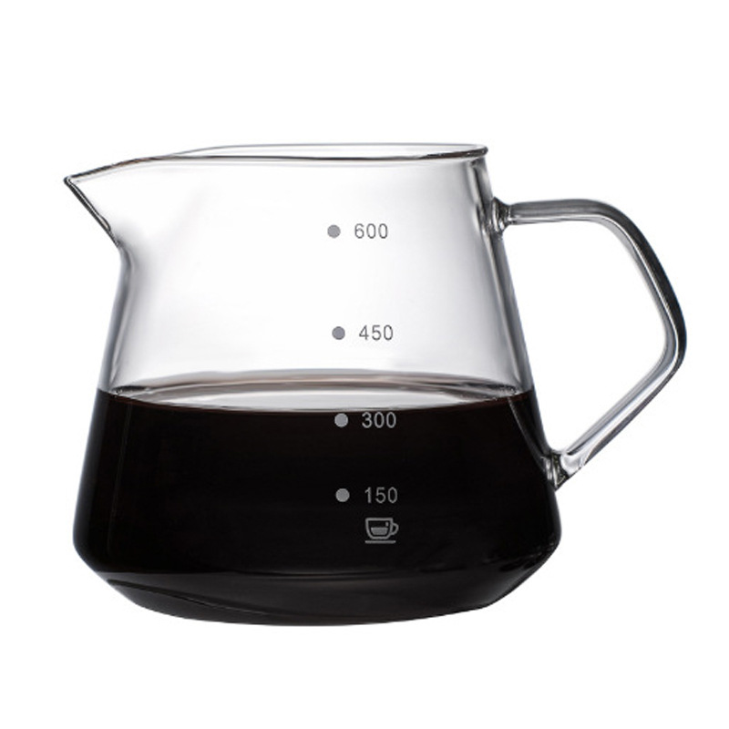 Suministro de vidrio de borosilicato mano Cafetera mano punzonado conjunto con bandeja de madera taza de filtro hogar vidrio café compartir olla