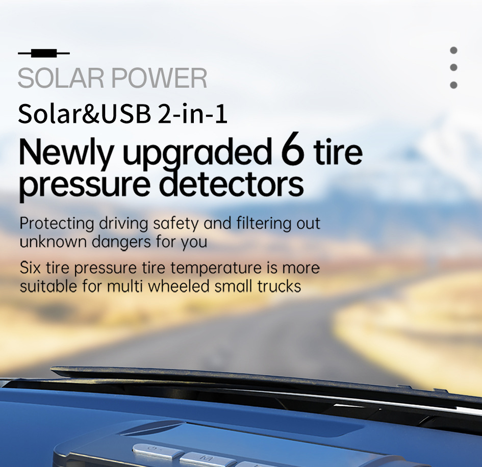 T11-6 Wheel-Mounted Tire Pressure Detector Solar-Powered Tire Pressure Monitoring High-Precision Wireless Rv Tire Pressure Tpms Cross-System