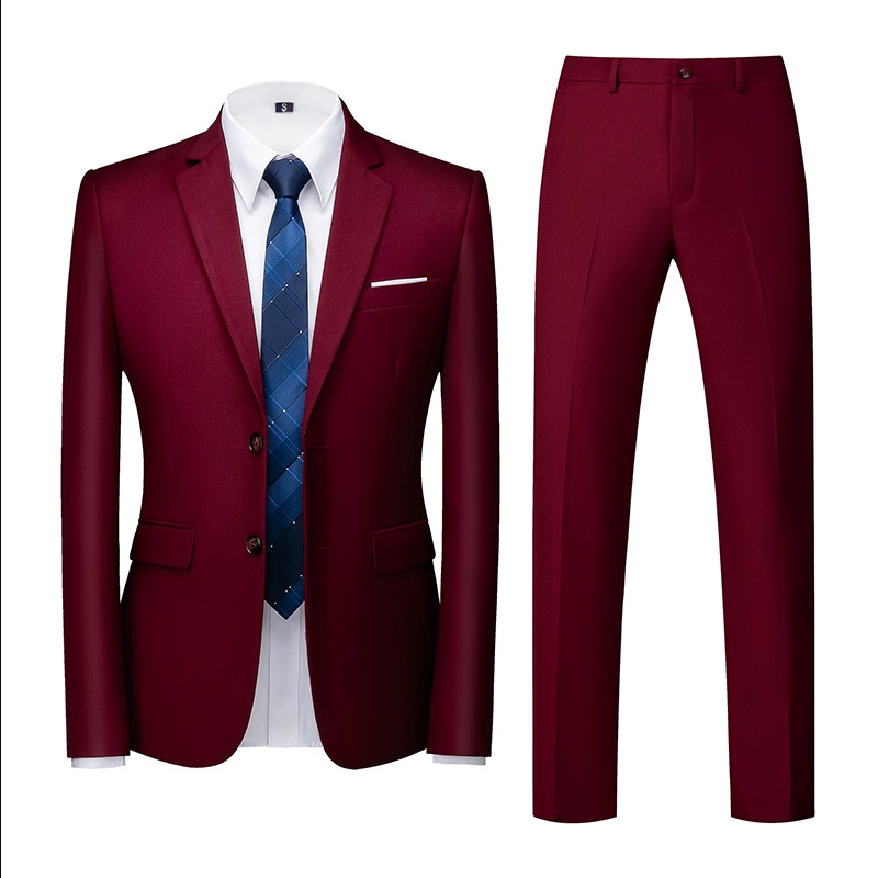 Traje traje de negocios casual de dos botones estilo británico slim fit traje de dos piezas novio vestido de novia
