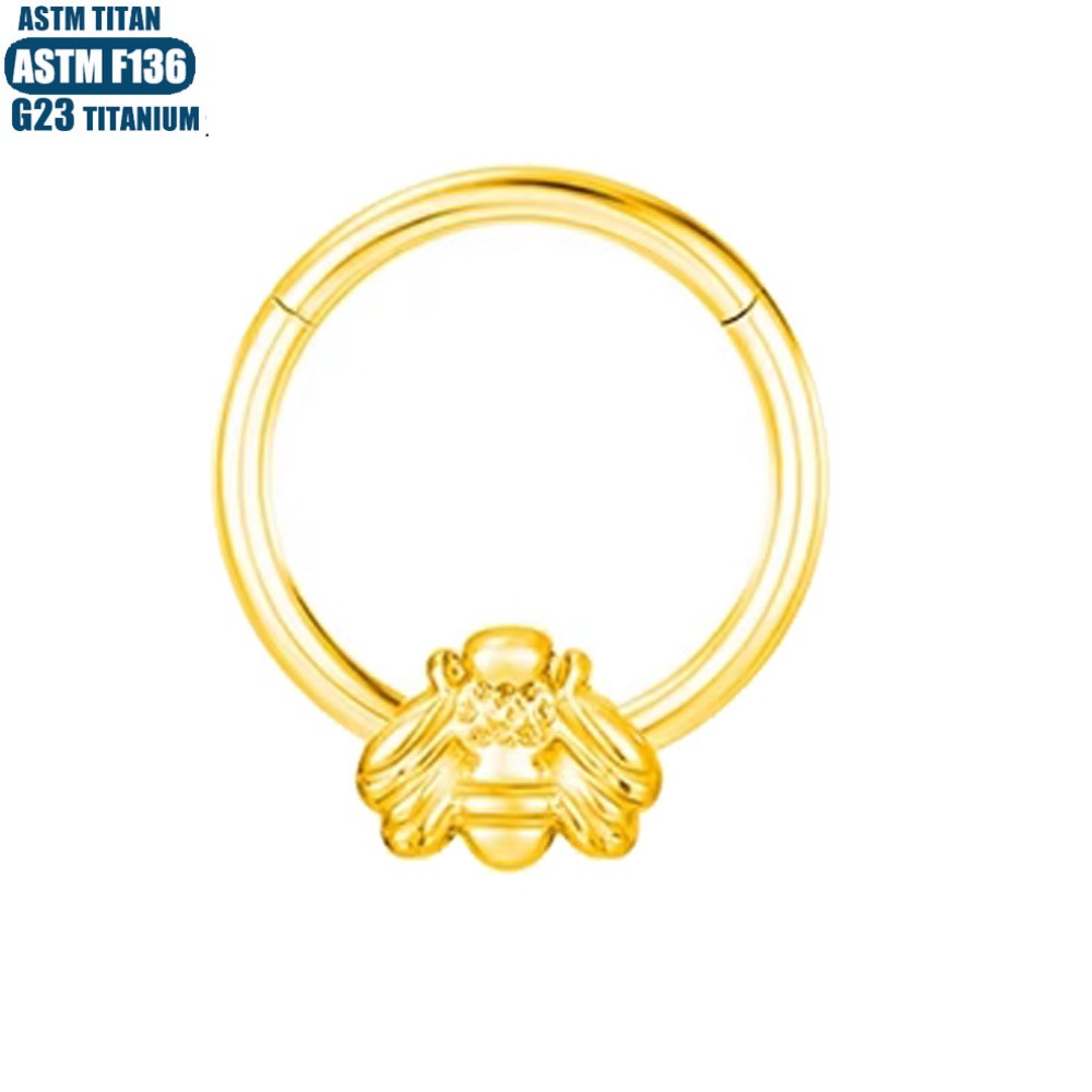 F136 Titanium Piercing Nasal Ring Feather Bee Snake Septum Seamless Ring Tragus Earring detail image 20