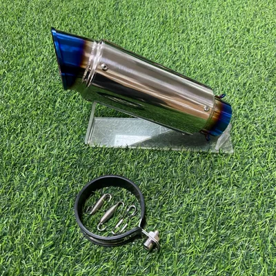 race 800 450SR 250RR: Motorcycle exhaust pipe - 89-oblique-stainless-steel-double-head-blue-60mm
