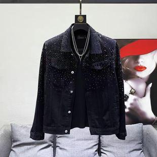 Stylist Senior Sense Jacket Men's Spring and Autumn 2024 New Rhinestone Laps Jacket Men's Fashion Brand Top Clothes