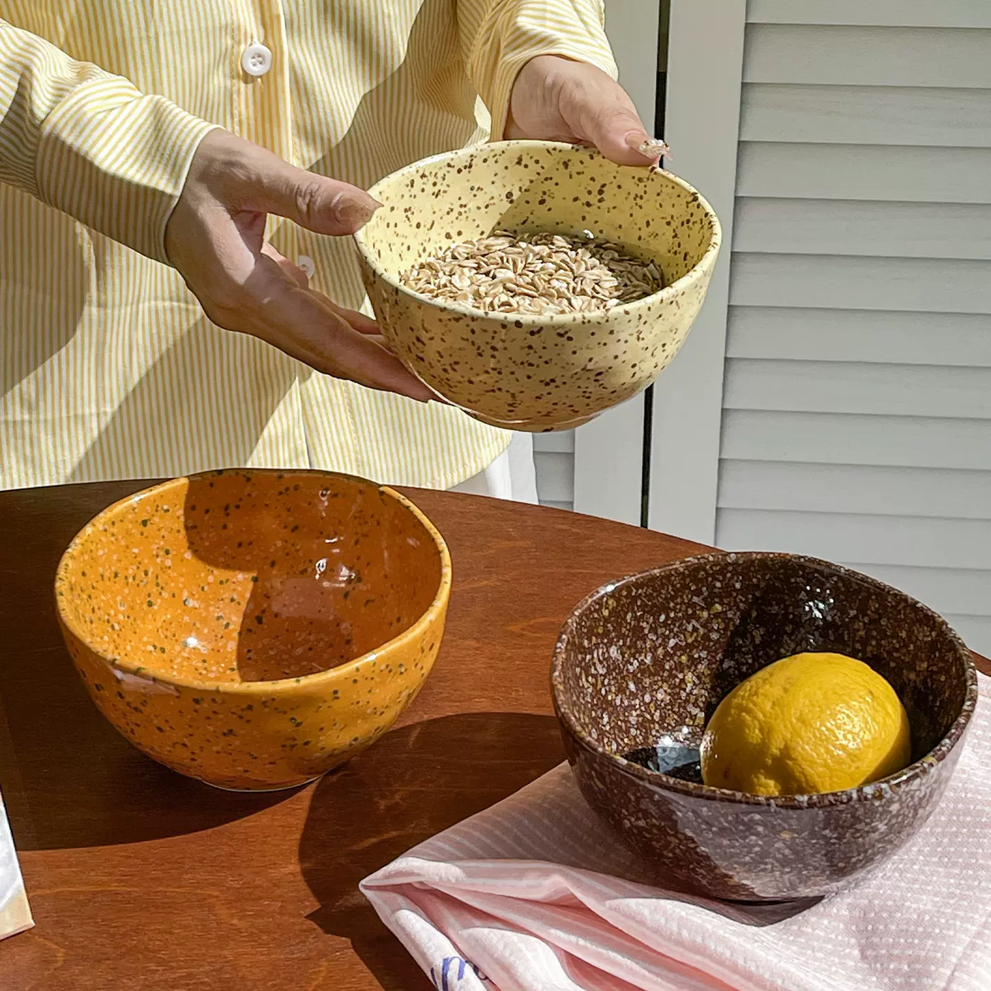 韩国彩色泼墨悦点米饭碗日式陶瓷餐具复古小众家用甜品酸奶碗釉下