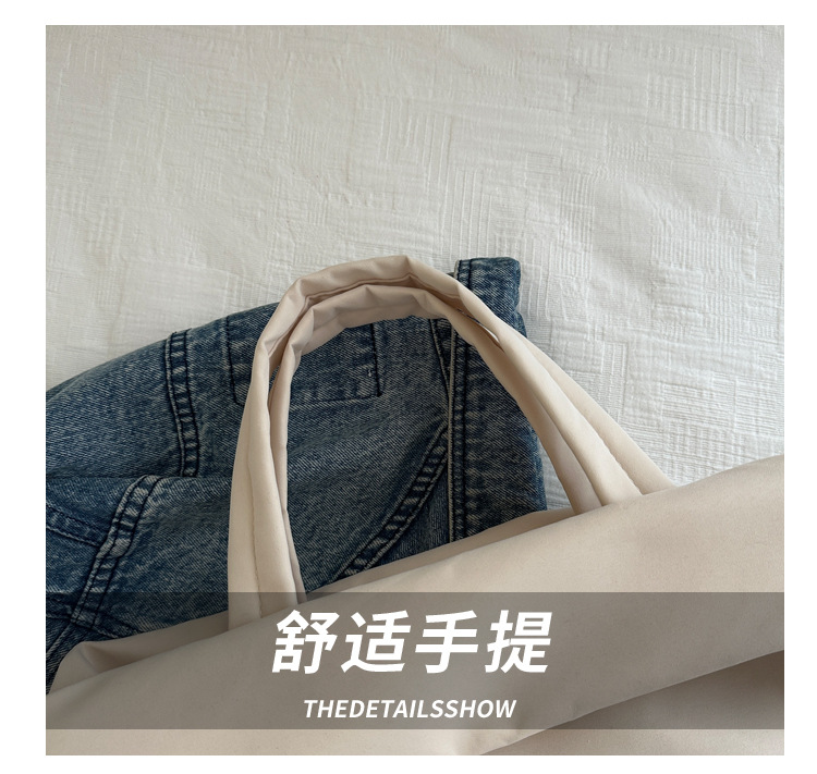 New casual nylon fashion solid color 2024 large-capacity solid color tote canvas crossbody single-shoulder hand-held Tote bag Item Picture