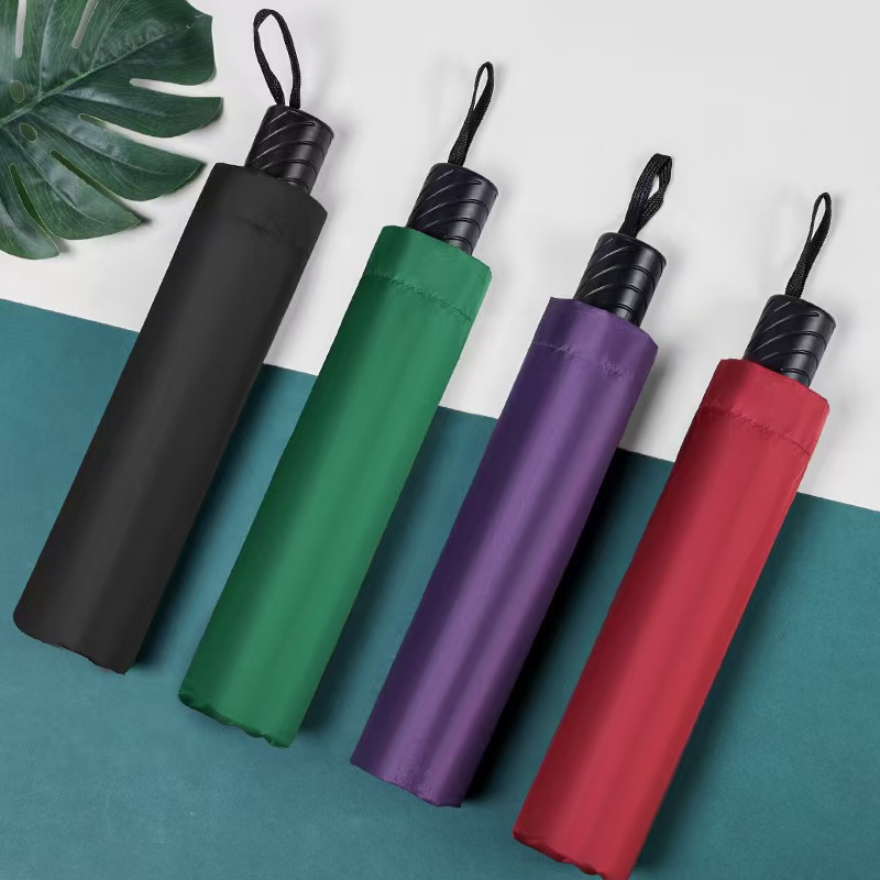 Manual plegable paraguas automático de protección contra la lluvia soleado paraguas solar anti-UV LOGO paraguas engrosado y ampliado