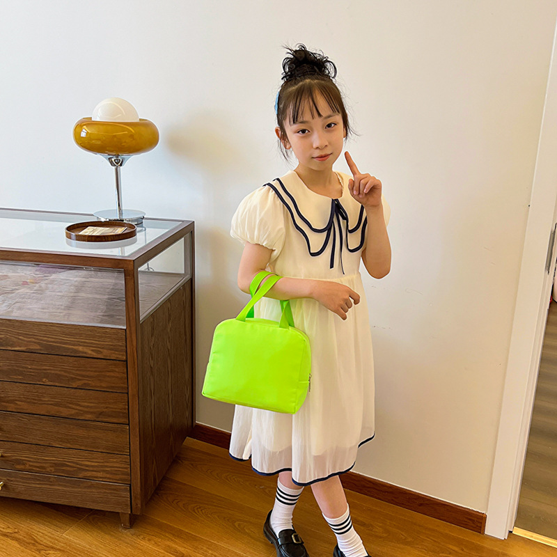Bolsas coreanas para niños y niñas, bolsas de almuerzo de lienzo de color sólido, bolsas de almuerzo de estudiantes, bolsas de almuerzo
