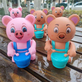 创意网红小熊打鼓发条小猪敲鼓玩具夜市公园地摊货源上链小礼品